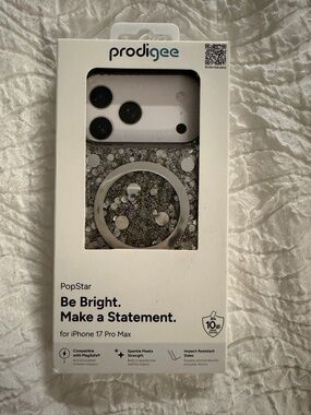 Prodigee PopStar Glitter MagSafe Case for iPhone 17 Pro Max - Silver. NIB